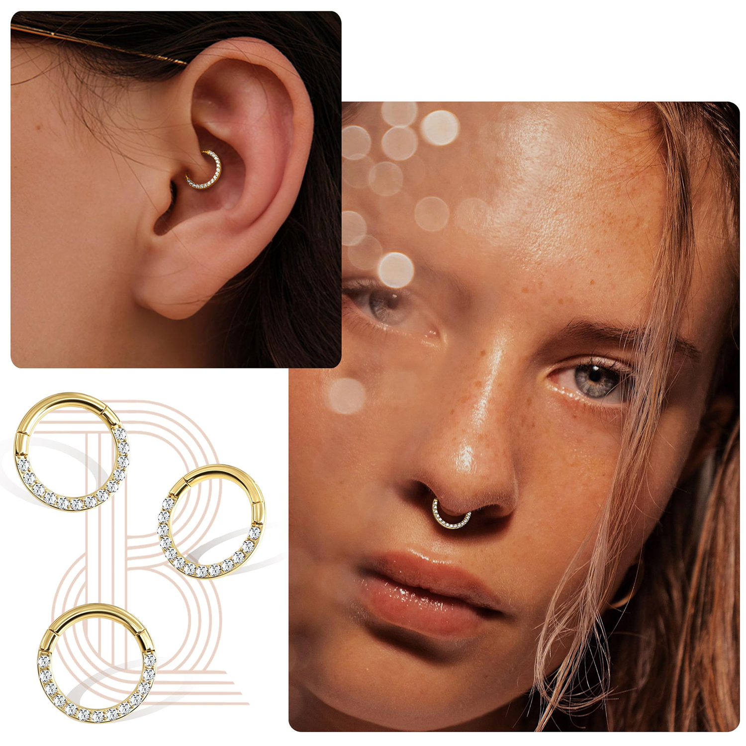 Nose Ring Hinged Segment Ear C - Septum Clicker Ring ulasan dan harga