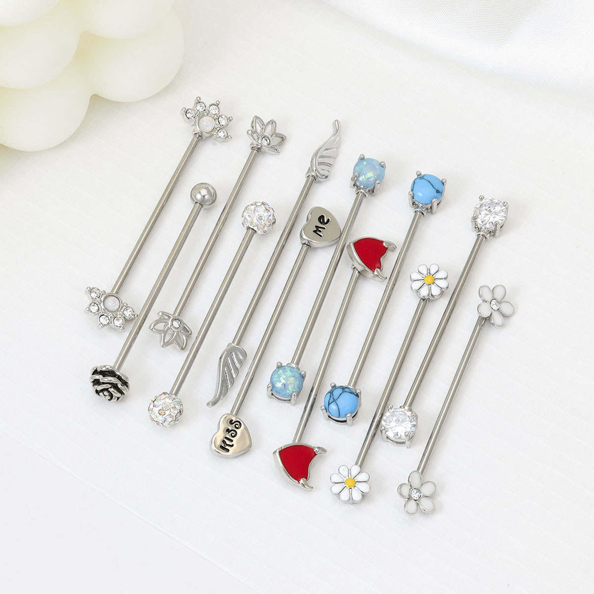 16G Arrows Hearts Industrial B - Body Jewelry Cartilage Earrings ulasan dan harga