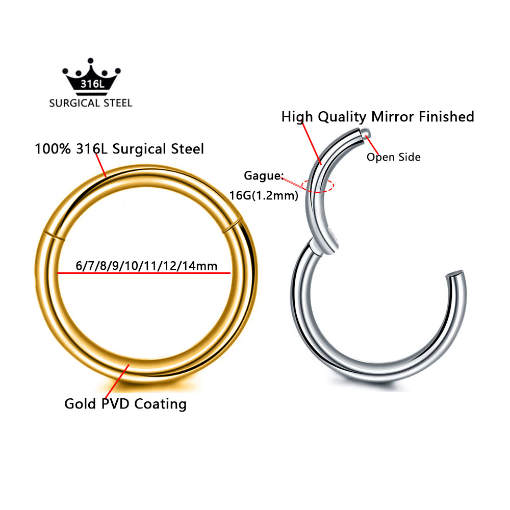 316L Surgical Steel Clicker Se - Septum Clicker Ring ulasan dan harga