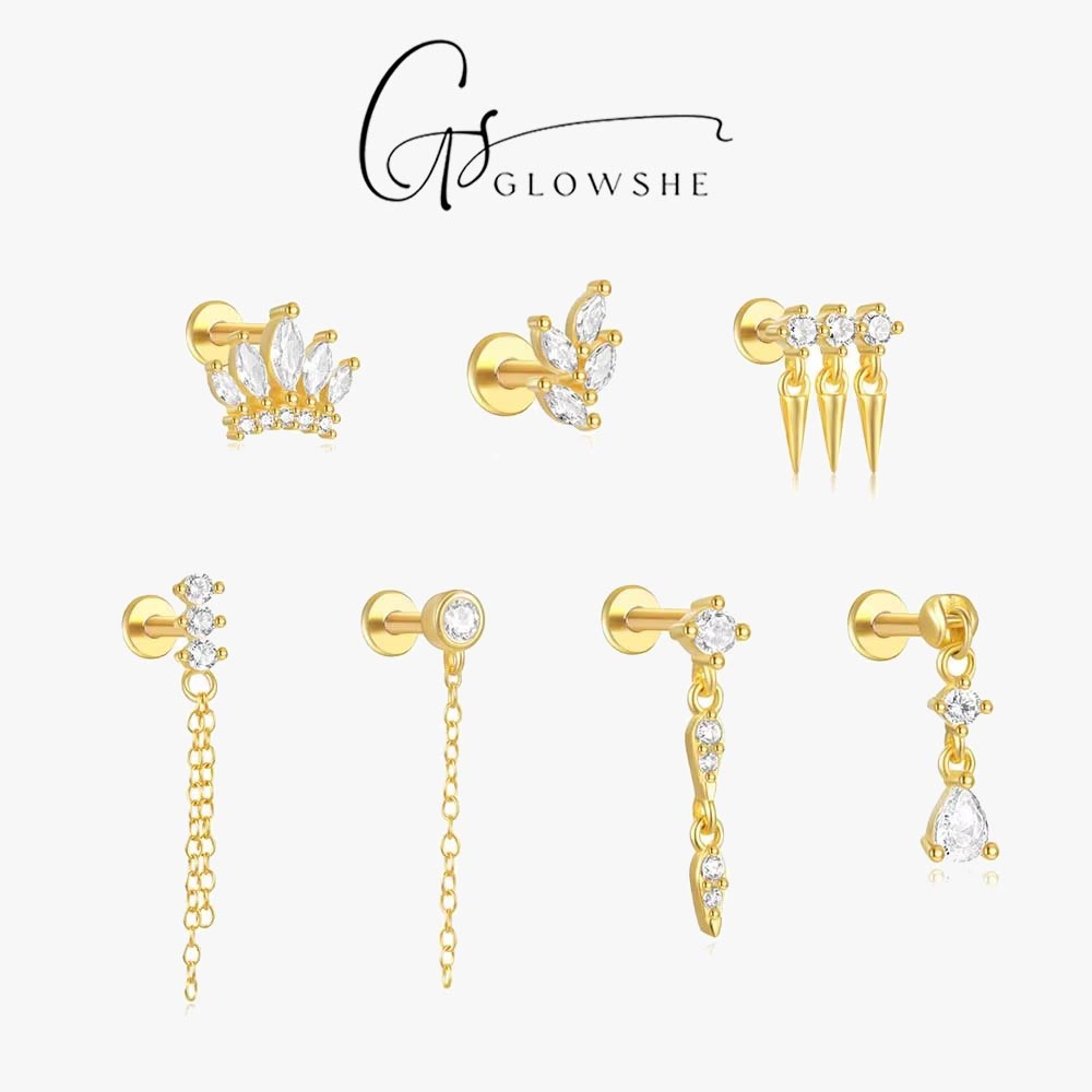 Glowshe 100% 925 Sterling Silv - Body Jewelry Cartilage Earrings ulasan dan harga
