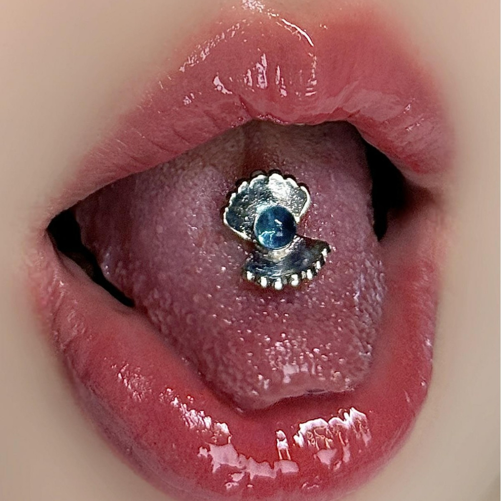 2026 Unique Shell Tongue Ring  - Body Jewelry Surgical Steel ulasan dan harga