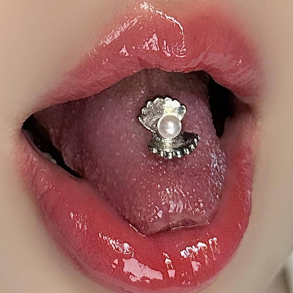 2026 Unique Shell Tongue Ring  - Body Jewelry Surgical Steel ulasan dan harga