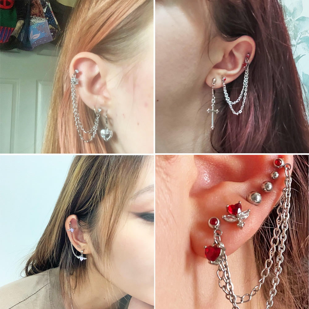 1PC Surgical Steel CZ Gem Ear  - Body Jewelry Surgical Steel ulasan dan harga