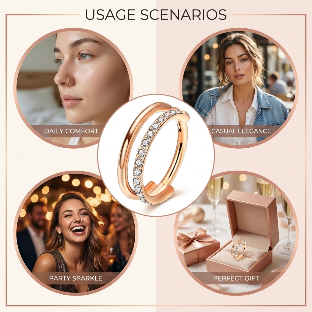 G23 Titanium Nose Ring With Zi - Body Jewelry For Sensitive Skin ulasan dan harga