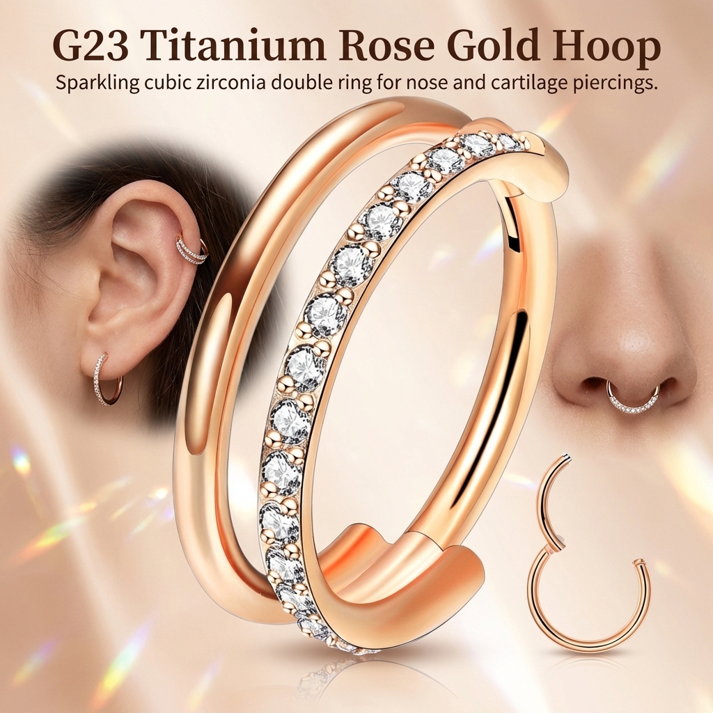 G23 Titanium Nose Ring With Zi - Body Jewelry For Sensitive Skin ulasan dan harga