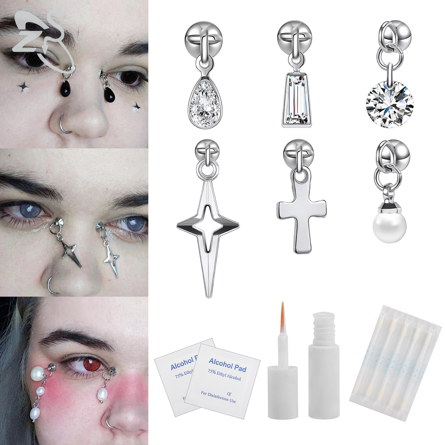 ZS 1 Set Fake Eyebrow Ring Men - Body Jewelry Kit ulasan dan harga