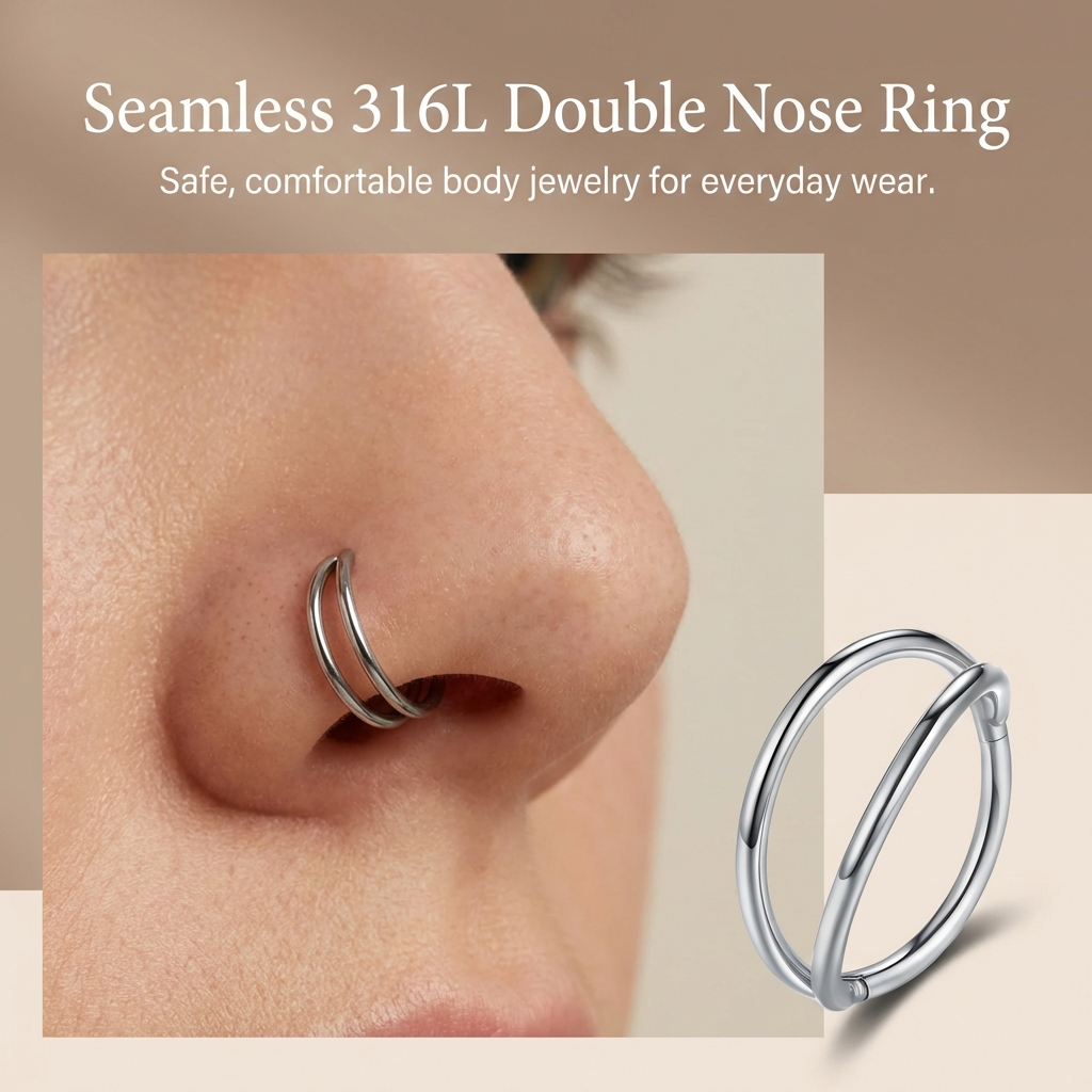 316L Stainless Steel Double La - Body Jewelry For Sensitive Skin ulasan dan harga