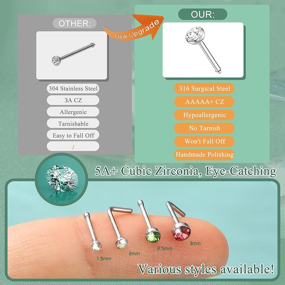 Crystal Surgical Steel Nose St - Body Jewelry Jewelry Box ulasan dan harga