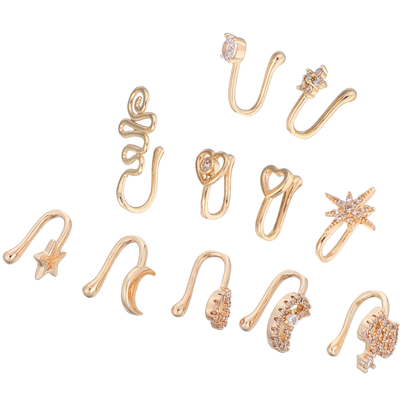 11Pcs Non Piercing Nose Jewelr - Body Jewelry For Sensitive Skin ulasan dan harga