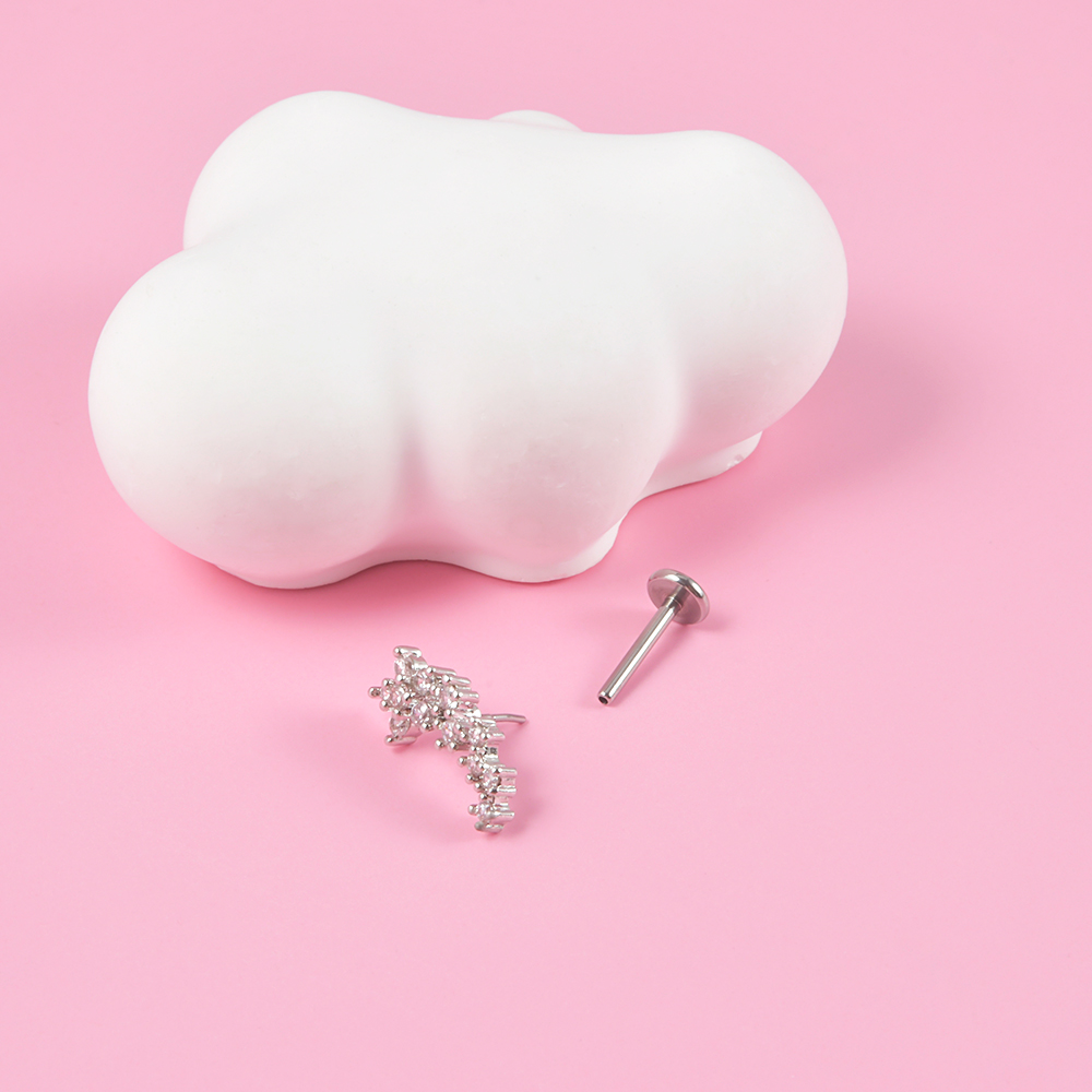 1PC Surgical Steel Zircon Labr - Body Jewelry Surgical Steel ulasan dan harga