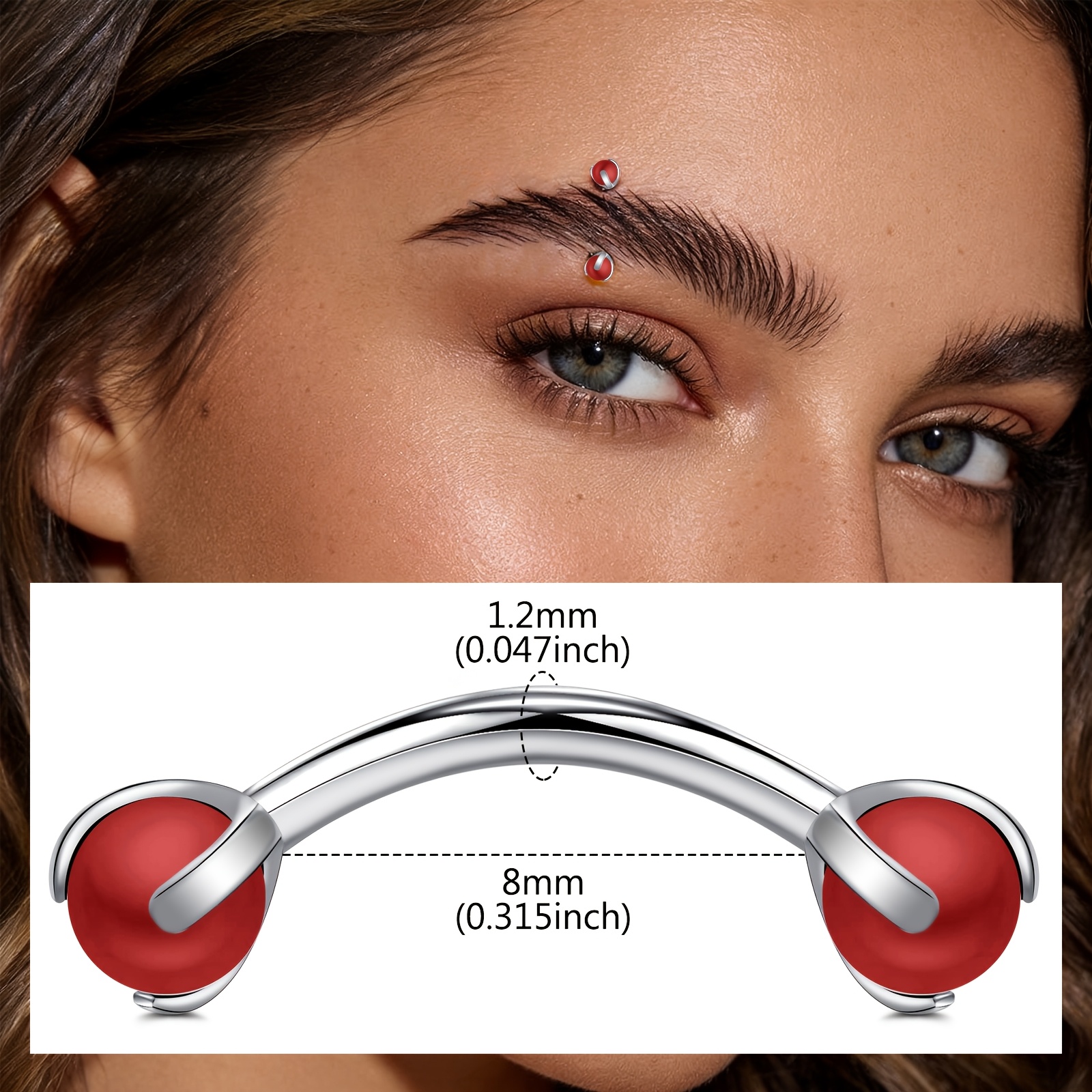 Curved Barbell with Faux Pearl - Body Jewelry Measurements ulasan dan harga