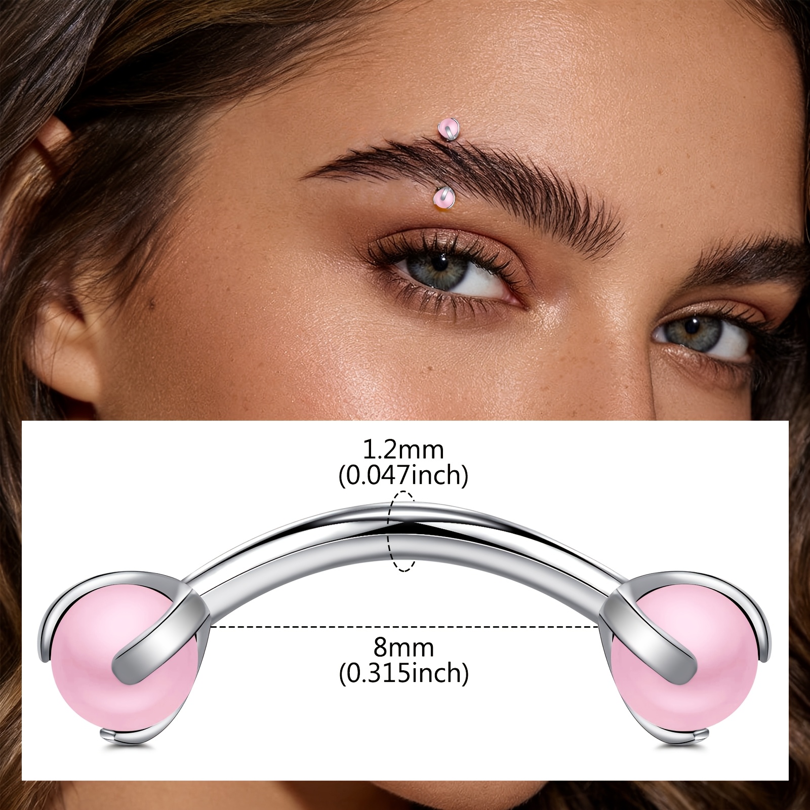 Curved Barbell with Faux Pearl - Body Jewelry Measurements ulasan dan harga